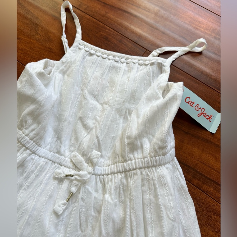 Cat & Jack Bundle White Eyelet Maxi Dress with Blue Ruffle Romper - Picture 4 of 11
